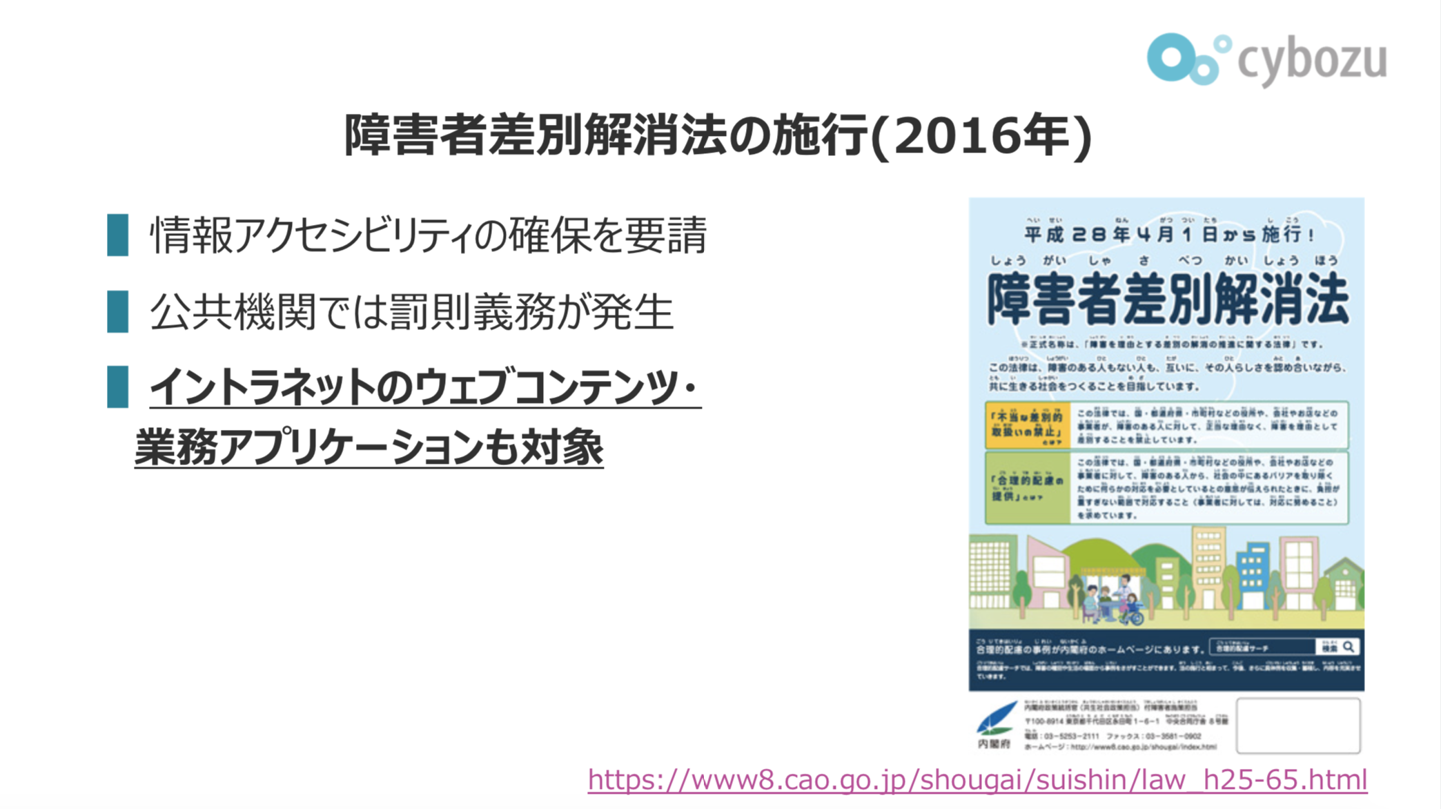 小林さんのスライド「障害者差別解消法の施行(2016)」